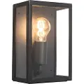 QAZQA Industriel udendørs væglampe sort med glas 25,5 cm IP44 - Rotterdam