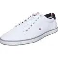 Tommy Hilfiger Tommy Hilfigertil mænd. FM0FM00596 Hvide lærredssko med snørebånd (41), Stof, Fast, 1-3 cm, Blonder, Casual
