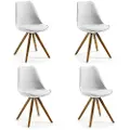 Kave Home - LARS stol træ/hvid plast, 4-pak - Hvid - Stole - - Homeroom