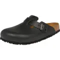 Birkenstock Birkenstocktil kvinder. 60193 Træsko Boston Natural sort (38), Læder, Fast, Spænder, Casual
