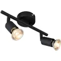 QAZQA Industriel spotlight sort tiltbar 2-lys - Jeany