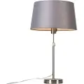 QAZQA Bordlampe af stål med grå skærm 35 cm justerbar - Parte