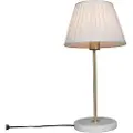 QAZQA Retro bordlampe messing med plissé-skærm hvid 25 cm - Kaso