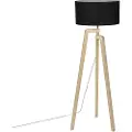QAZQA Moderne gulvlampe træ med sort skærm 45 cm - Puros