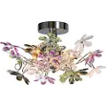 TRIO Loftlampe krom med flerfarvede plastikblomster 38 cm - Fiore