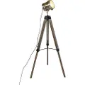 QAZQA Industriel Tripod Gulvlampe træ med Studio Spot - Braha