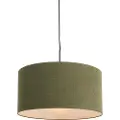 QAZQA Pendellampe sort med grøn skærm 50 cm - Combi 1