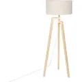 QAZQA Gulvlampe Tripod Træ med Peber Skærm 50 cm - Puros