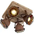 QAZQA Industriel spotlight rustbrun med træ vipbar 4-lys - Gina