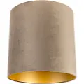 QAZQA Velour lampeskærm taupe 40/40/40 med guldinteriør