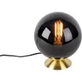 QAZQA Art Deco bordlampe messing med sort glas - Pallon
