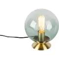 QAZQA Art Deco bordlampe messing med grønt glas - Pallon