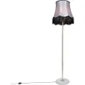 QAZQA Gulvlampe messing med Granny skærm sort-grå 45 cm - Kaso