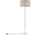 QAZQA Gulvlampe messing med grå skærm 50 cm - Kaso