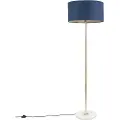 QAZQA Gulvlampe messing med blå skærm 50 cm - Kaso