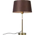QAZQA Bordlampe guld/messing med brun skærm 35 cm justerbar - Parte