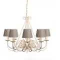QAZQA Cremefarvet 60 cm lysekrone med taupe lampeskærme - Giuseppe 8