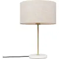QAZQA Bordlampe messing med grå skærm 35 cm - Kaso