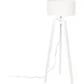 QAZQA Gulvlampe Tripod Hvid Træ med Hvid Skærm 50 cm - Puros