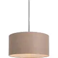 QAZQA Rustik pendellampe sort med brun skærm 50 cm - Combi 1