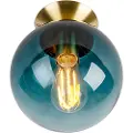QAZQA Art Deco loftslampe messing med oceanblå glas - Pallon