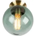 QAZQA Art Deco loftslampe messing med grønt glas - Pallon
