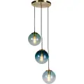 QAZQA Art deco hængelampe messing med blåt glas - Pallon