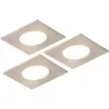 QAZQA Sæt med 3 firkantede stål indbygnings spots inkl. LED IP65 - Simply