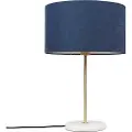 QAZQA Bordlampe messing med blå skærm 35 cm - Kaso