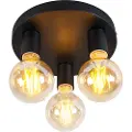 QAZQA Moderne loftslampe sort rund - Facil 3