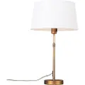 QAZQA Bordlampe bronze med skærm hvid 35 cm justerbar - Parte