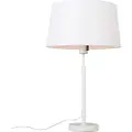 QAZQA Bordlampe hvid med skærm hvid 35 cm justerbar - Parte