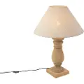 QAZQA Rustik bordlampe med beige linieskærm 50 cm - Catnip