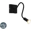 QAZQA Moderne fleksibel væglampe USB sort - Zeno