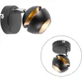 QAZQA Moderne spotlight 1-lys sort med guld indvendig - Buell Deluxe