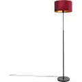QAZQA Gulvlampe sort med rød fløjlsskærm med guld 35 cm - Parte