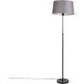 QAZQA Gulvlampe sort med mørkegrå linnedskærm 45 cm - Parte