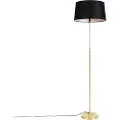QAZQA Gulvlampe guld/messing med sort linnedskærm 45 cm - Parte