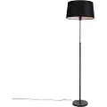 QAZQA Gulvlampe sort med sort linnedskærm 45 cm justerbar - Parte