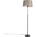 QAZQA Gulvlampe sort med taupe linnedskærm 45 cm justerbar - Parte