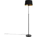 QAZQA Gulvlampe sort med sort skærm 35 cm justerbar - Parte