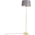 QAZQA Gulvlampe guld/messing med grå linnedskærm 45 cm - Parte