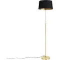 QAZQA Gulvlampe guld/messing med sort skærm 45 cm justerbar - Parte