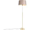 QAZQA Gulvlampe guld/messing med linieskærm taupe 45 cm - Parte