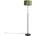 QAZQA Sort gulvlampe med fløjlsskærm påfugl med guld 35 cm - Parte