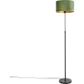 QAZQA Gulvlampe sort med fløjlskærm grøn med guld 35 cm - Parte