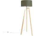 QAZQA Tripod gulvlampe træ med skærm 50 cm grøn - Puros