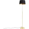 QAZQA Gulvlampe guld/messing med sort skærm 35 cm justerbar - Parte