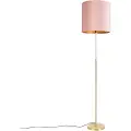 QAZQA Gulvlampe guld/messing med lyserød fløjlsskærm 40/40 cm - Parte