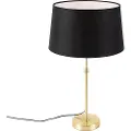 QAZQA Bordlampe guld/messing med sort linnedskærm 35 cm - Parte